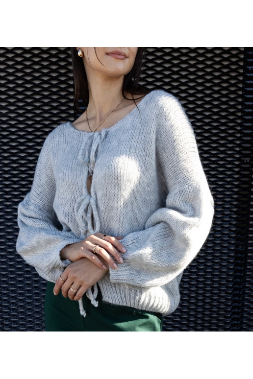 Šedý vázaný svetr Sumaia