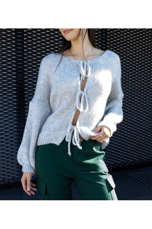 Šedý vázaný svetr Sumaia