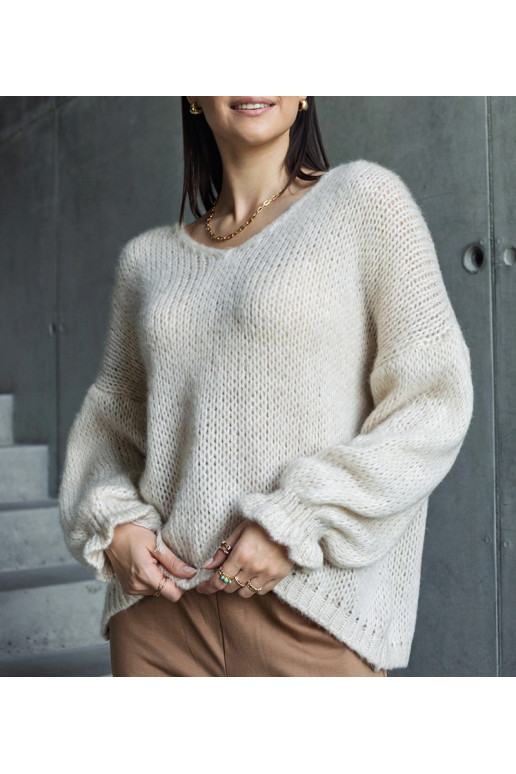 Béžový svetr Gista s výstřihem do V