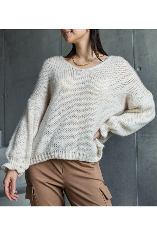 Béžový svetr Gista s výstřihem do V