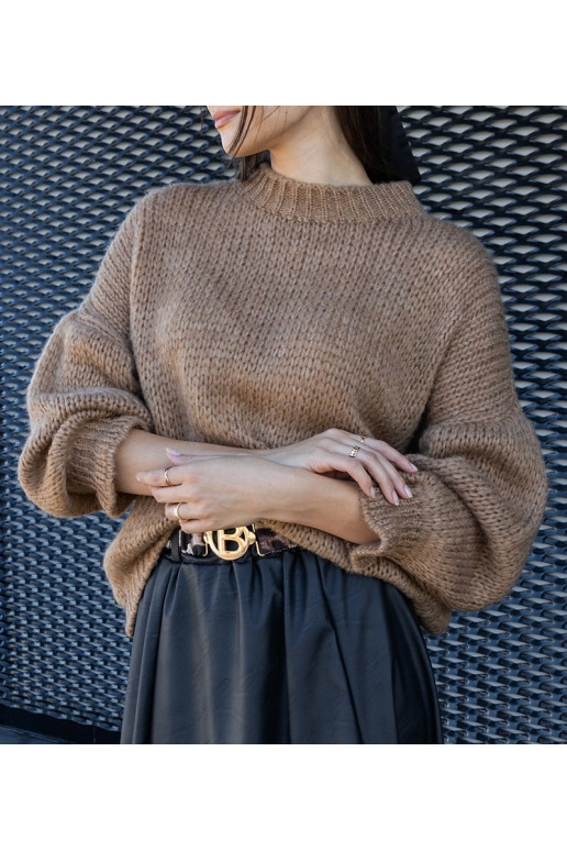 Hnědý asymetrický oversized svetr Castia