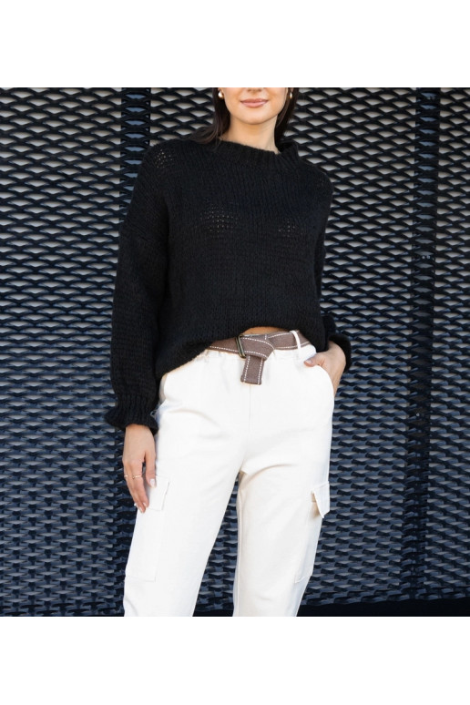 Černý asymetrický oversized svetr Castia