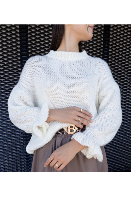 Bílý asymetrický oversized svetr Castia