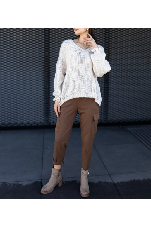 Hnědé kalhoty Nuala Combat s našitými...