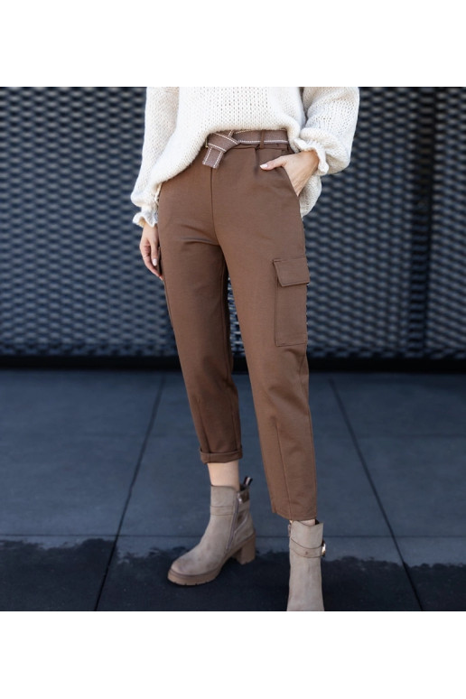 Hnědé kalhoty Nuala Combat s našitými...