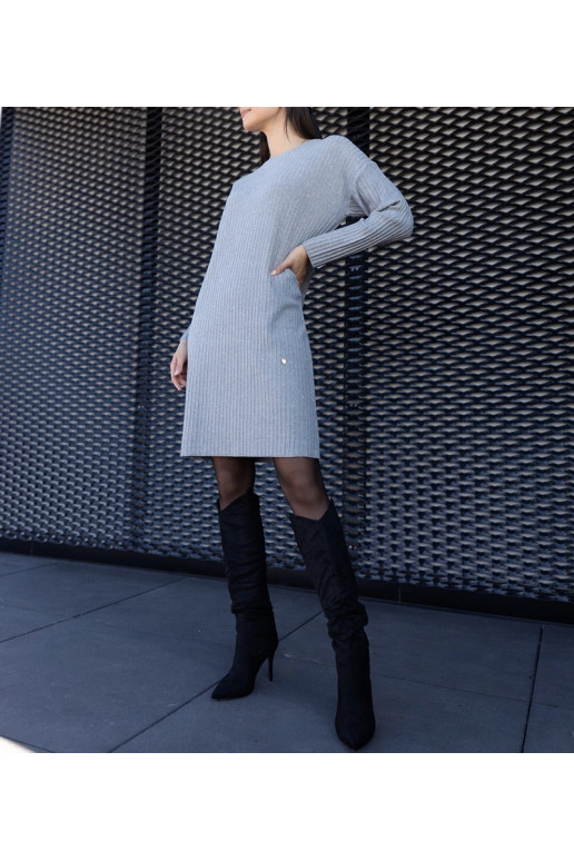 Šedé midi šaty Kadyra s leskem