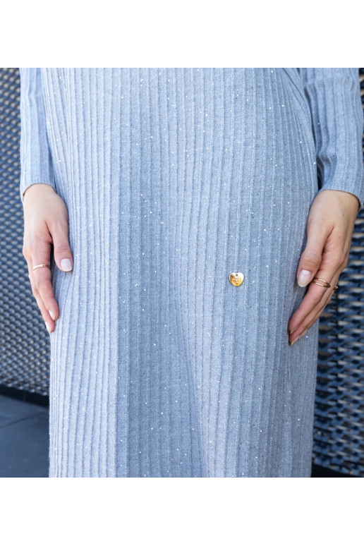 Šedé midi šaty Kadyra s leskem