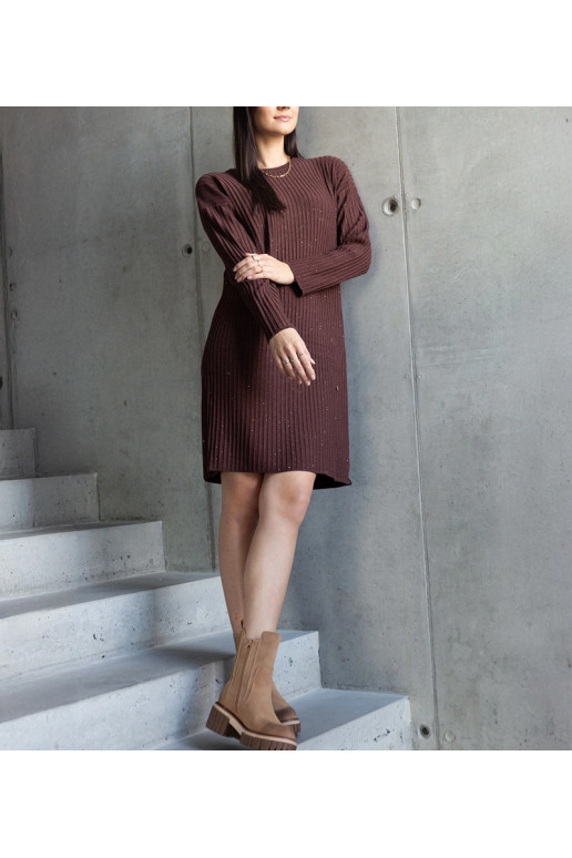 Hnědé třpytivé midi šaty Kadyra