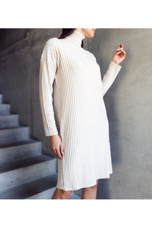 Béžové třpytivé midi rolákové šaty...