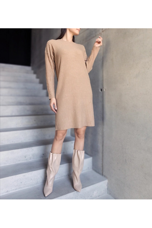 Béžové midi šaty s leskem Kadyra