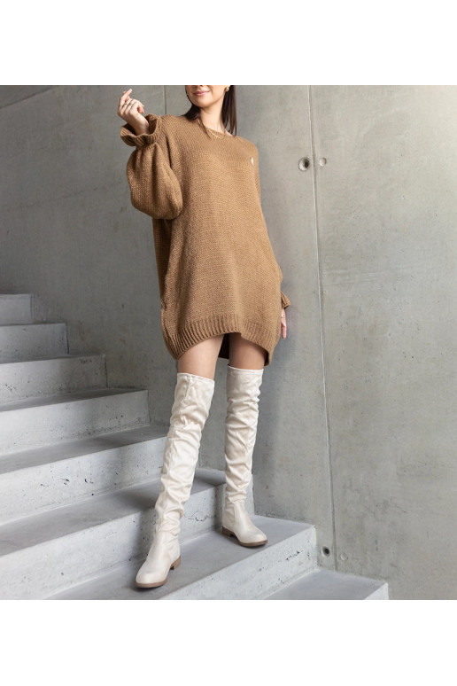 Najeta hnědý dlouhý oversized svetr s...