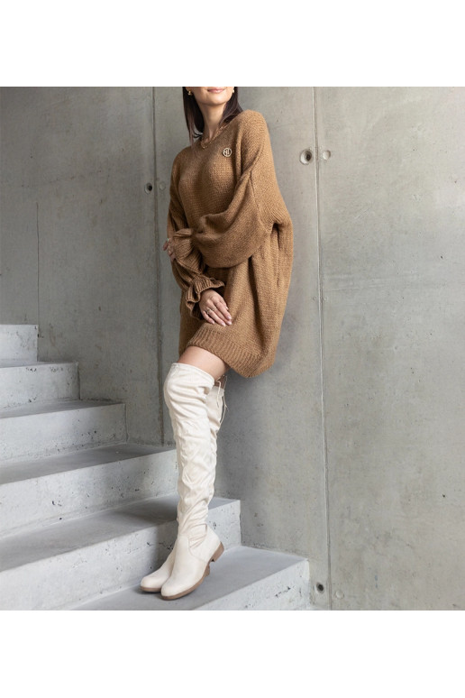 Najeta hnědý dlouhý oversized svetr s...