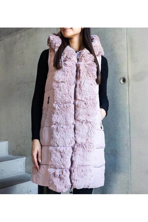 Růžová dlouhá prošívaná bunda s... Růžová dlouhá prošívaná bunda s...