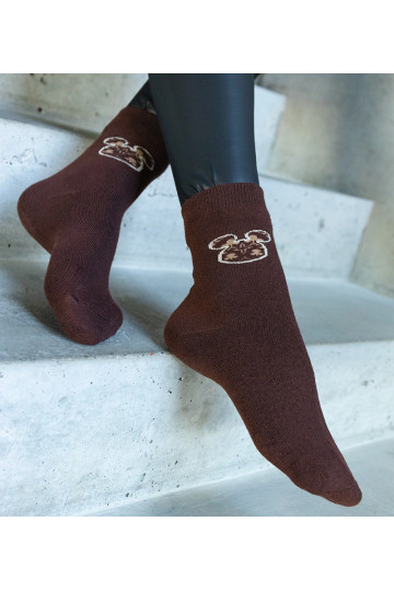 Hnědé teplé ponožky Sella