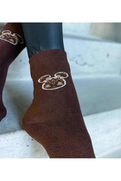 Hnědé teplé ponožky Sella
