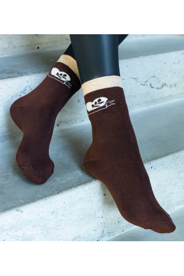 Hnědé teplé ponožky Sella