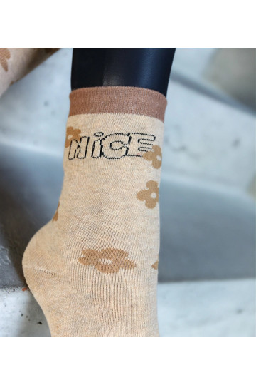 Béžové teplé ponožky Sella 2