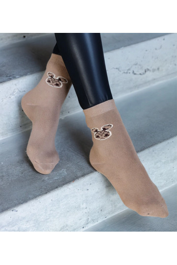 Béžové teplé ponožky Sella 2