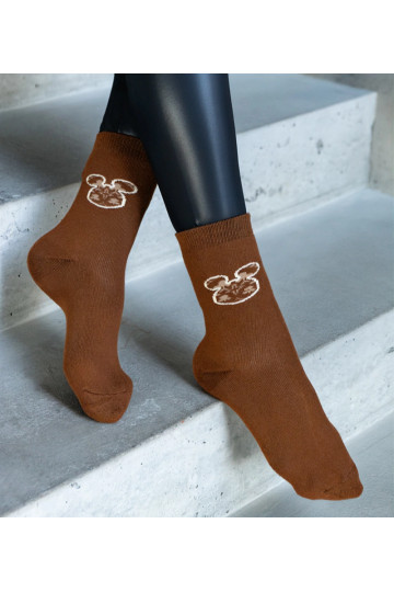 Hnědé teplé ponožky Sella 2