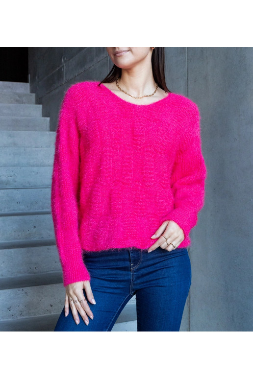 Neveri fuchsiový svetr s výstřihem