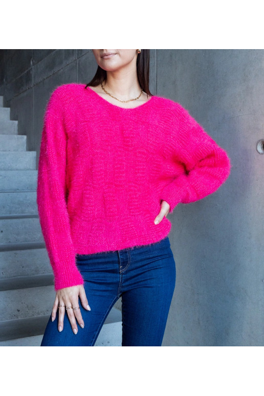 Neveri fuchsiový svetr s výstřihem