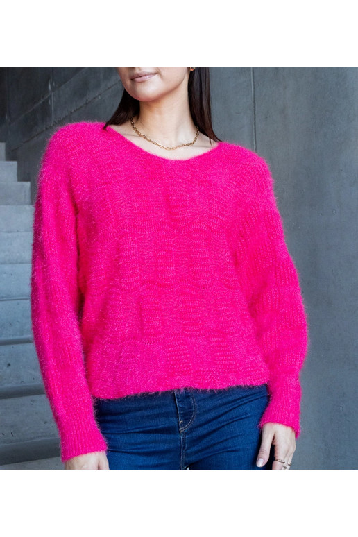 Neveri fuchsiový svetr s výstřihem