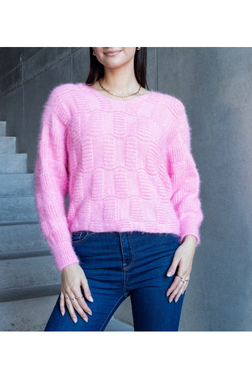 Růžový svetr Neveri s výstřihem do V