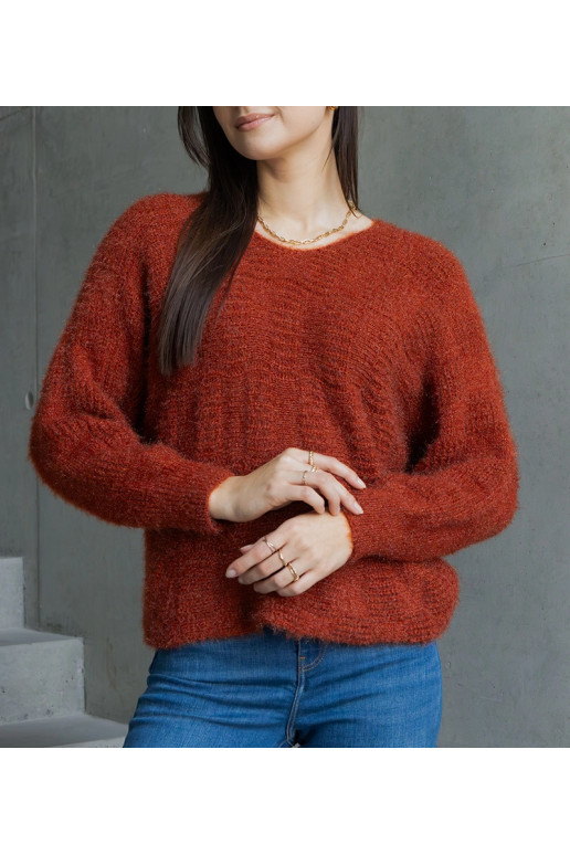 Červený svetr Neveri s výstřihem do V