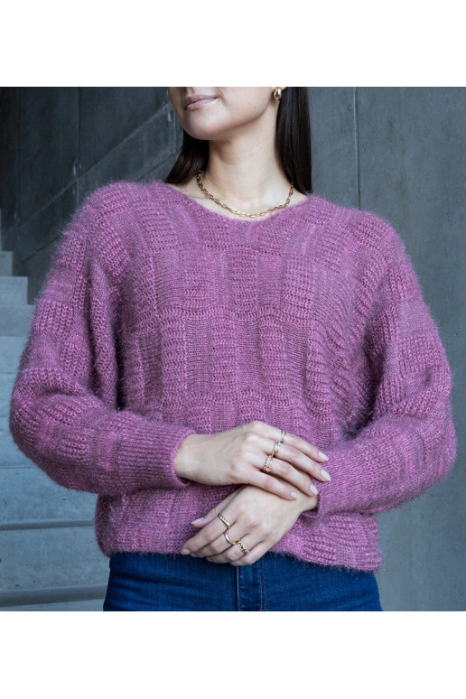 Růžový svetr Neveri s výstřihem do V