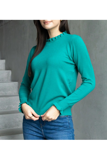 Zelený měkký svetr zdobený...