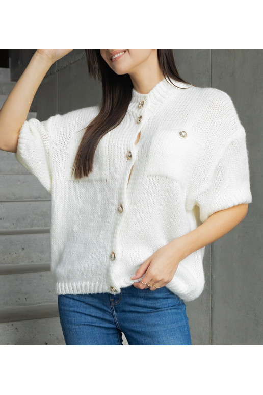 Dámský bílý svetr s krátkým rukávem a...