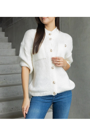 Dámský bílý svetr s krátkým... 2