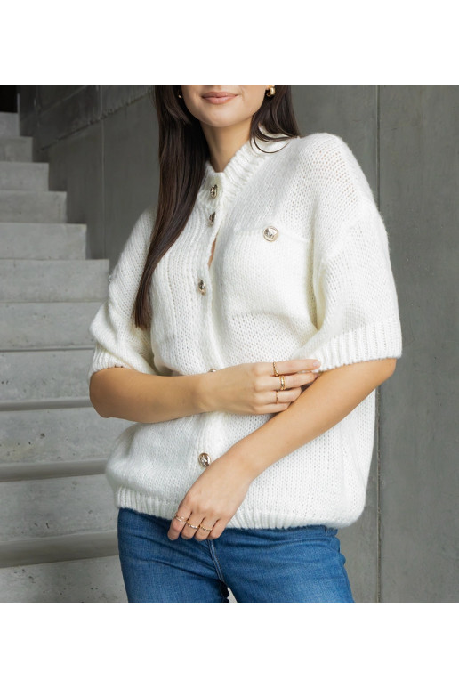 Dámský bílý svetr s krátkým rukávem a...