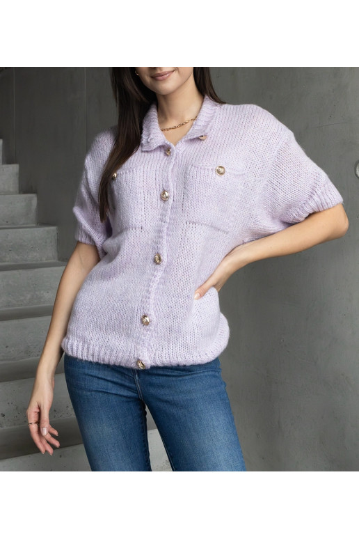 Dámský fialový svetr s krátkým...