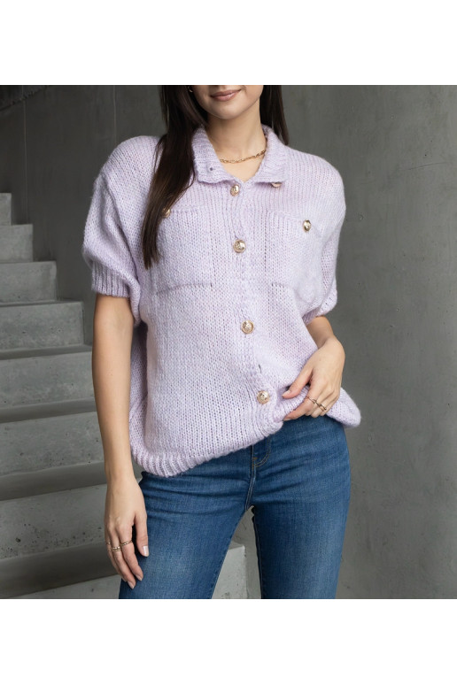 Dámský fialový svetr s krátkým...