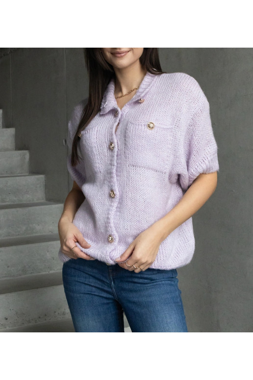 Dámský fialový svetr s krátkým...