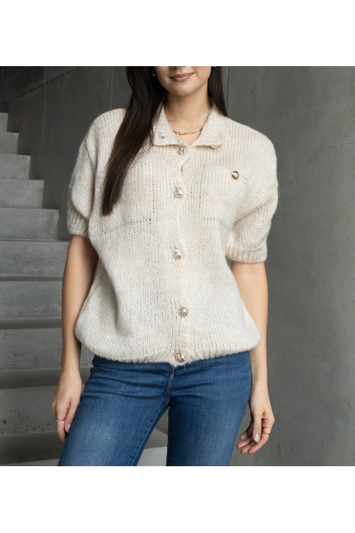 Béžový dámský svetr s krátkým rukávem...