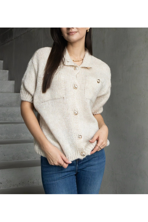 Béžový dámský svetr s krátkým rukávem...