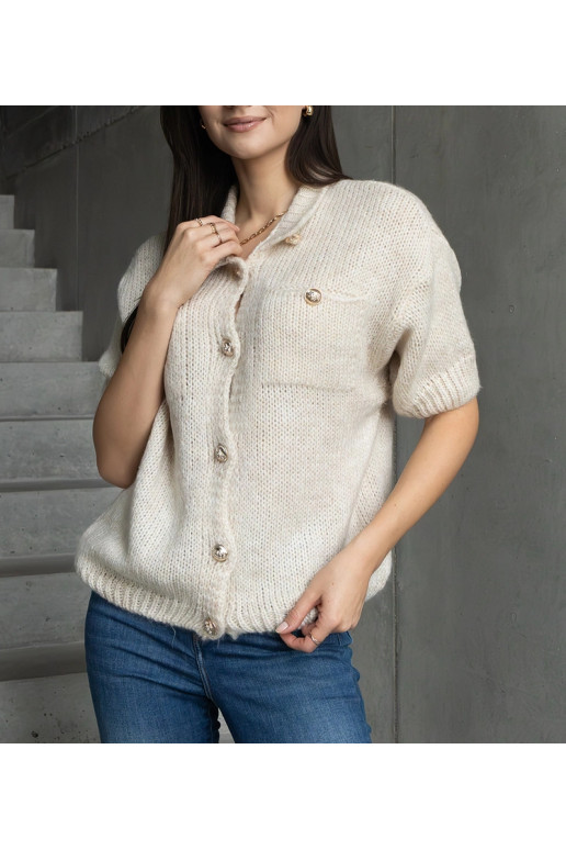 Béžový dámský svetr s krátkým rukávem...