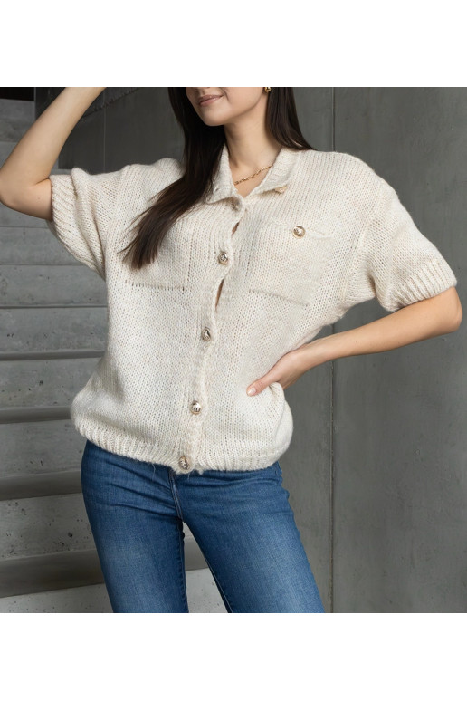 Béžový dámský svetr s krátkým rukávem...