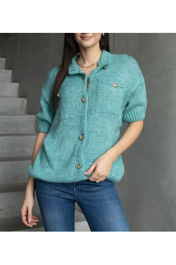 Dámský mint svetr s krátkým...