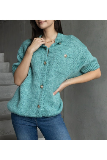 Dámský mint svetr s krátkým... 2