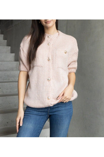 Dámský růžový svetr s...