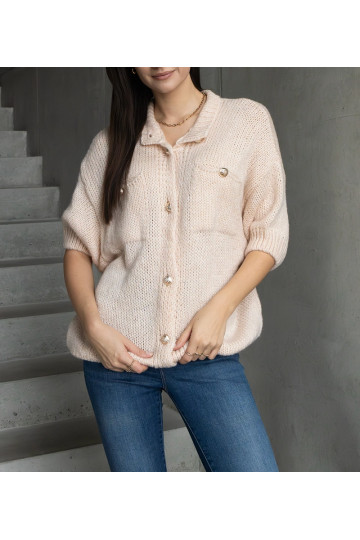 Dámský růžový svetr s...