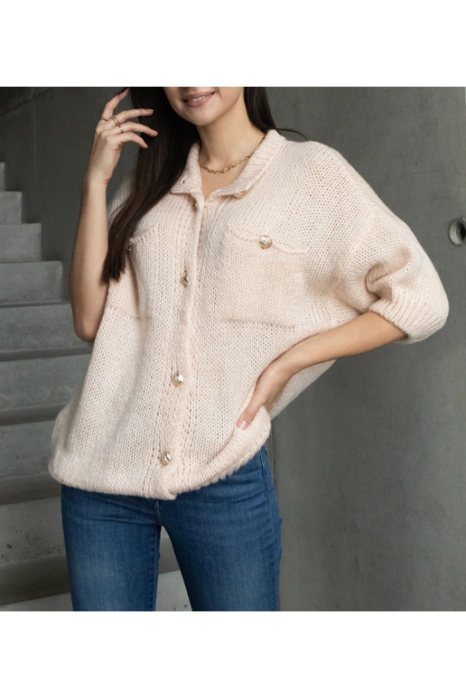 Dámský růžový svetr s krátkým rukávem...