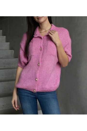 Měkký tmavě růžový svetr s...