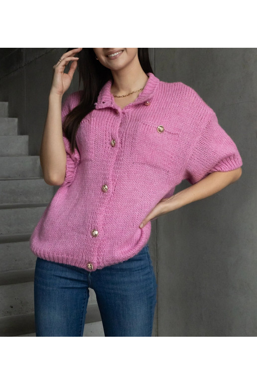 Měkký tmavě růžový svetr s krátkým...