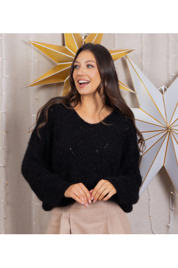 Měkký černý svetr s dlouhým... 2