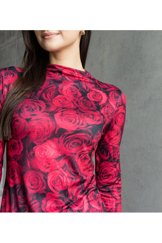 Červená halenka zdobená potiskem Amaya