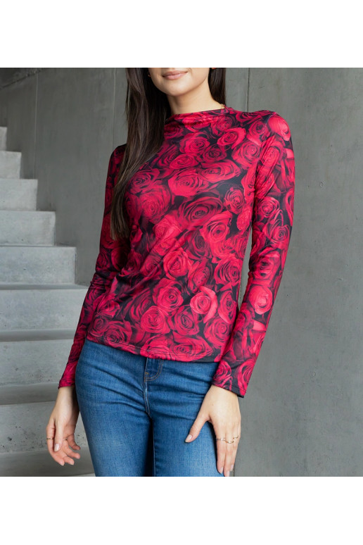 Červená halenka zdobená potiskem Amaya